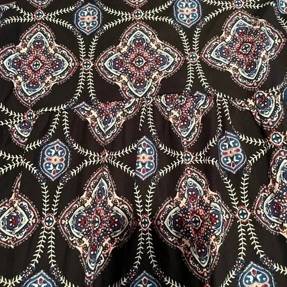 Agnes & Dora Blue Red Bohemian Design Blouse Bell Sleeve Round Neck Size XS - Picture 2 of 4